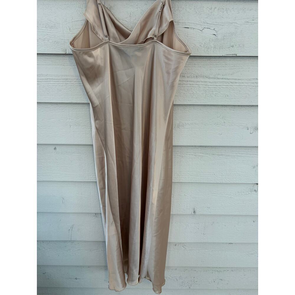 Bebe Champagne Satin Slip Dress Cowl Neck Size Large - Picture 6 of 8